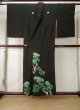 Photo2: L0204G Used Japanese women  Black TOMESODE formal / Silk. Pine tree/branch/needle   (Grade C) (2)