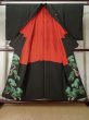 Photo3: L0204G Used Japanese women  Black TOMESODE formal / Silk. Pine tree/branch/needle   (Grade C) (3)