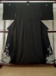 Photo1: L0204J Used Japanese women  Black TOMESODE formal / Silk. Pine tree/branch/needle,   (Grade D) (1)