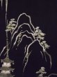 Photo9: L0204J Used Japanese women  Black TOMESODE formal / Silk. Pine tree/branch/needle,   (Grade D) (9)