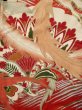 Photo18: L0204L Used Japanese women  Cream FURISODE long-sleeved / Silk. Flower,   (Grade D) (18)