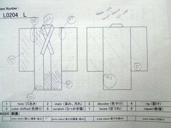 Photo31: L0204L Used Japanese women  Cream FURISODE long-sleeved / Silk. Flower,   (Grade D) (31)