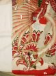 Photo33: L0204L Used Japanese women  Cream FURISODE long-sleeved / Silk. Flower,   (Grade D) (33)