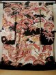 Photo1: L0204M Used Japanese women  Black FURISODE long-sleeved / Silk. UME plum bloom,   (Grade C) (1)