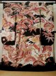 Photo1: L0204M Used Japanese women  Black FURISODE long-sleeved / Silk. UME plum bloom,   (Grade C) (1)