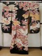 Photo3: L0204M Used Japanese women  Black FURISODE long-sleeved / Silk. UME plum bloom,   (Grade C) (3)