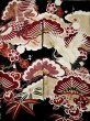 Photo7: L0204M Used Japanese women  Black FURISODE long-sleeved / Silk. UME plum bloom,   (Grade C) (7)