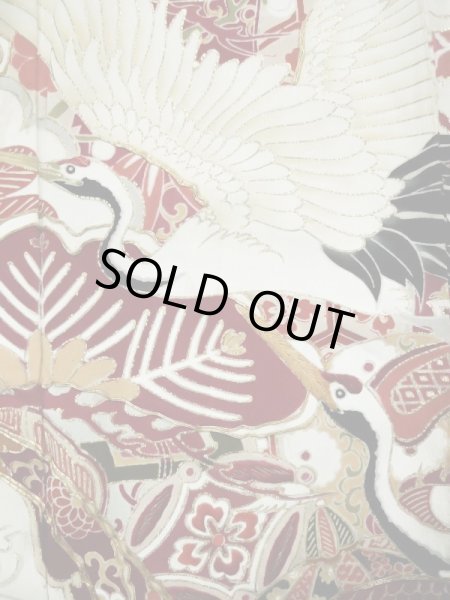 Photo10: L0204M Used Japanese women  Black FURISODE long-sleeved / Silk. UME plum bloom,   (Grade C) (10)