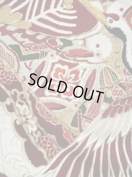 Photo11: L0204M Used Japanese women  Black FURISODE long-sleeved / Silk. UME plum bloom,   (Grade C) (11)