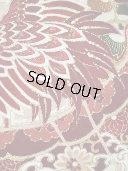 Photo17: L0204M Used Japanese women  Black FURISODE long-sleeved / Silk. UME plum bloom,   (Grade C) (17)