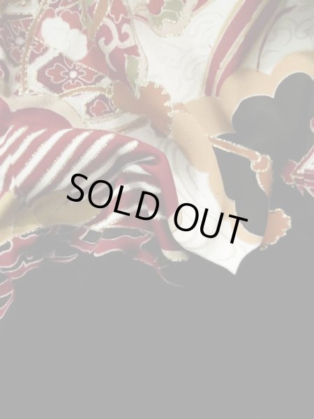 Photo18: L0204M Used Japanese women  Black FURISODE long-sleeved / Silk. UME plum bloom,   (Grade C) (18)