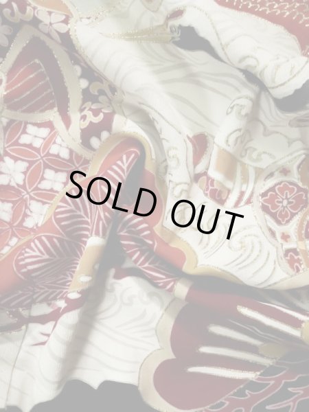 Photo19: L0204M Used Japanese women  Black FURISODE long-sleeved / Silk. UME plum bloom,   (Grade C) (19)