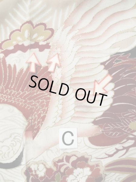 Photo25: L0204M Used Japanese women  Black FURISODE long-sleeved / Silk. UME plum bloom,   (Grade C) (25)