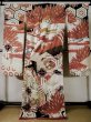 Photo2: L0204N Used Japanese women  Cream FURISODE long-sleeved / Silk. Flower,   (Grade D) (2)