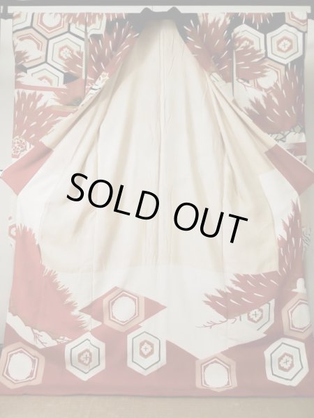 Photo3: L0204N Used Japanese women  Cream FURISODE long-sleeved / Silk. Flower,   (Grade D) (3)