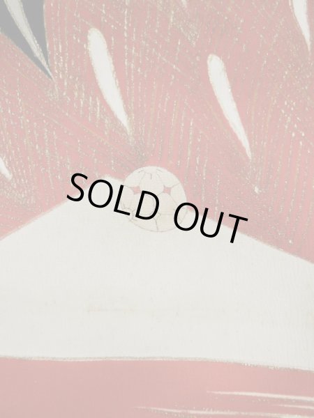 Photo4: L0204N Used Japanese women  Cream FURISODE long-sleeved / Silk. Flower,   (Grade D) (4)