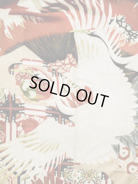 Photo7: L0204N Used Japanese women  Cream FURISODE long-sleeved / Silk. Flower,   (Grade D) (7)