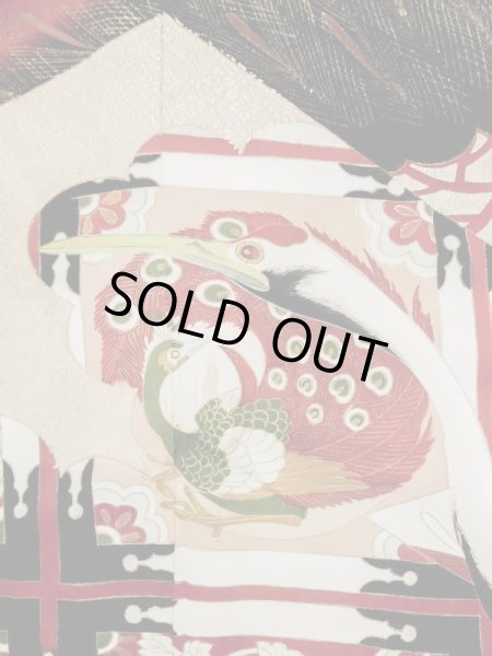 Photo12: L0204N Used Japanese women  Cream FURISODE long-sleeved / Silk. Flower,   (Grade D) (12)