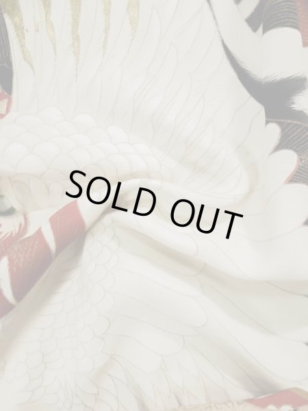 Photo19: L0204N Used Japanese women  Cream FURISODE long-sleeved / Silk. Flower,   (Grade D) (19)