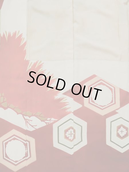 Photo22: L0204N Used Japanese women  Cream FURISODE long-sleeved / Silk. Flower,   (Grade D) (22)