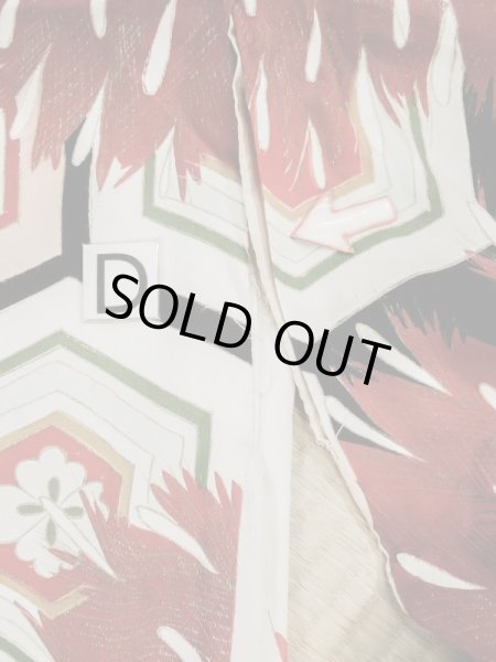 Photo27: L0204N Used Japanese women  Cream FURISODE long-sleeved / Silk. Flower,   (Grade D) (27)