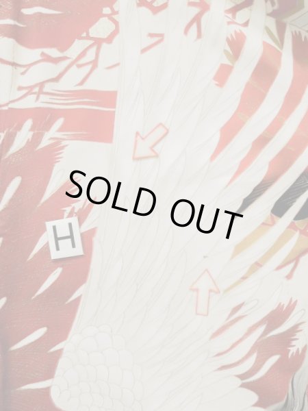 Photo31: L0204N Used Japanese women  Cream FURISODE long-sleeved / Silk. Flower,   (Grade D) (31)