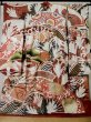 Photo1: L0204O Used Japanese women  Vermilion FURISODE long-sleeved / Silk. Chrysanthemum,   (Grade D) (1)