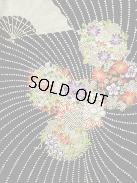 Photo7: L0204R Used Japanese women  Black FURISODE long-sleeved / Silk. Flower,   (Grade B) (7)