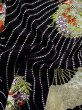 Photo13: L0204R Used Japanese women  Black FURISODE long-sleeved / Silk. Flower,   (Grade B) (13)