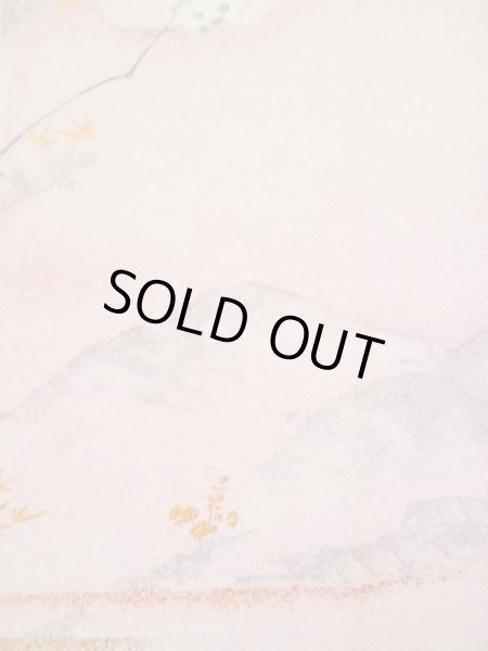 Photo8: Mint L0204S Used Japanese womenPale Light Pink FURISODE long-sleeved / Silk. Flower,   (Grade A+) (8)