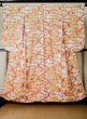 Photo1: L0204T Used Japanese women  Off White FURISODE long-sleeved / Silk. Flower,   (Grade A) (1)