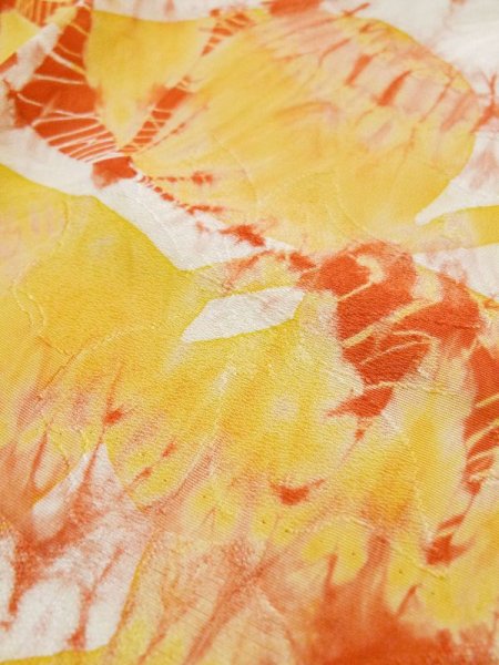 Photo13: L0204T Used Japanese women  Off White FURISODE long-sleeved / Silk. Flower,   (Grade A) (13)