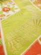 Photo13: L0204U Used Japanese womenShiny Pale Yellowish Green FURISODE long-sleeved / Silk. Chrysanthemum,   (Grade D) (13)