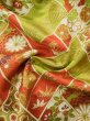 Photo16: L0204U Used Japanese womenShiny Pale Yellowish Green FURISODE long-sleeved / Silk. Chrysanthemum,   (Grade D) (16)