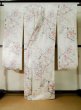 Photo3: L0204V Used Japanese womenShiny  Off White FURISODE long-sleeved / Silk. Flower,   (Grade D) (3)