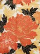 Photo7: L0204X Used Japanese womenShiny Smoky Orange FURISODE long-sleeved / Silk. Peony   (Grade C) (7)