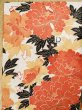 Photo18: L0204X Used Japanese womenShiny Smoky Orange FURISODE long-sleeved / Silk. Peony   (Grade C) (18)