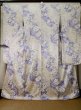 Photo2: L0205A Used Japanese womenShiny  Off White FURISODE long-sleeved / Silk. Flower,   (Grade B) (2)