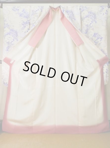 Photo4: L0205A Used Japanese womenShiny  Off White FURISODE long-sleeved / Silk. Flower,   (Grade B) (4)