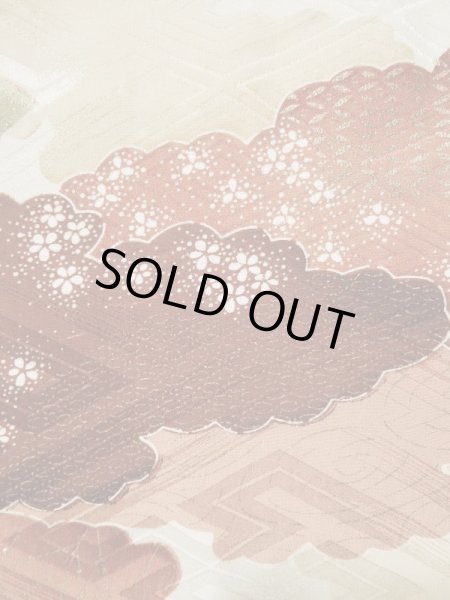 Photo8: L0205B Used Japanese women  Cream FURISODE long-sleeved / Silk. Colud,   (Grade B) (8)