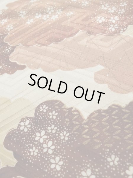 Photo12: L0205B Used Japanese women  Cream FURISODE long-sleeved / Silk. Colud,   (Grade B) (12)