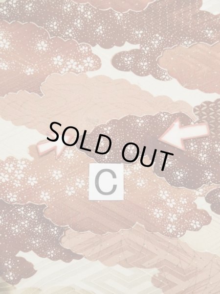 Photo18: L0205B Used Japanese women  Cream FURISODE long-sleeved / Silk. Colud,   (Grade B) (18)