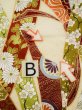 Photo17: L0205C Used Japanese women  Cream FURISODE long-sleeved / Silk. Chrysanthemum, Bundle of Ribbons  (Grade B) (17)