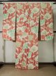 Photo3: L0205D Used Japanese womenCreamy  Orange FURISODE long-sleeved / Silk. Flower, Base woben : Flower and leaf  (Grade B) (3)