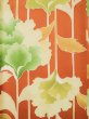 Photo7: L0205D Used Japanese womenCreamy  Orange FURISODE long-sleeved / Silk. Flower, Base woben : Flower and leaf  (Grade B) (7)