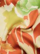 Photo13: L0205D Used Japanese womenCreamy  Orange FURISODE long-sleeved / Silk. Flower, Base woben : Flower and leaf  (Grade B) (13)