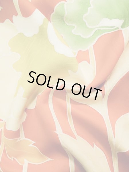 Photo13: L0205D Used Japanese womenCreamy  Orange FURISODE long-sleeved / Silk. Flower, Base woben : Flower and leaf  (Grade B) (13)