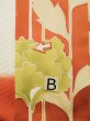 Photo17: L0205D Used Japanese womenCreamy  Orange FURISODE long-sleeved / Silk. Flower, Base woben : Flower and leaf  (Grade B) (17)