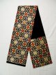 Photo1: L0216X Vintage Japanese Kimono   Black FUKURO OBI sash Flower Silk. (1)