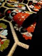Photo10: L0216X Vintage Japanese Kimono   Black FUKURO OBI sash Flower Silk. (10)
